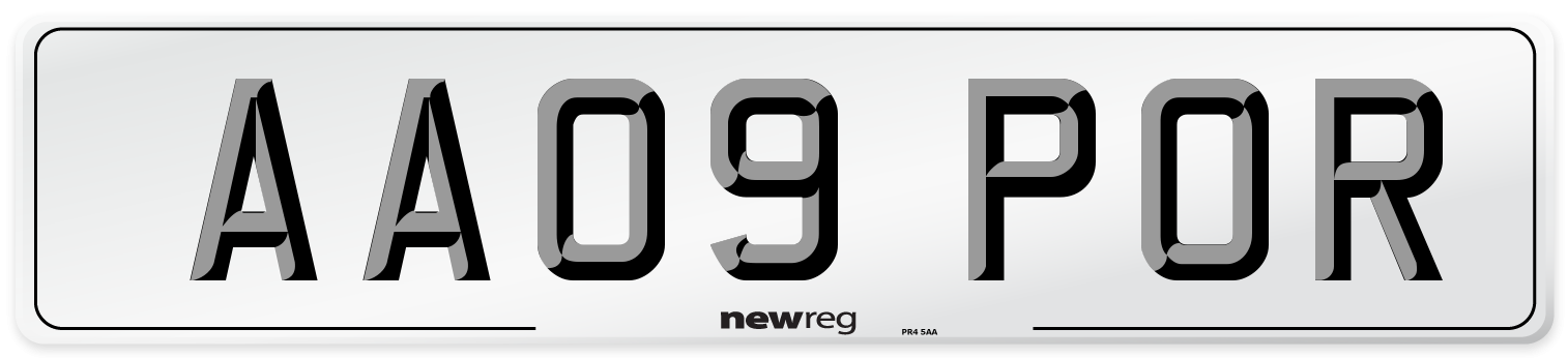 AA09 POR Number Plate from New Reg